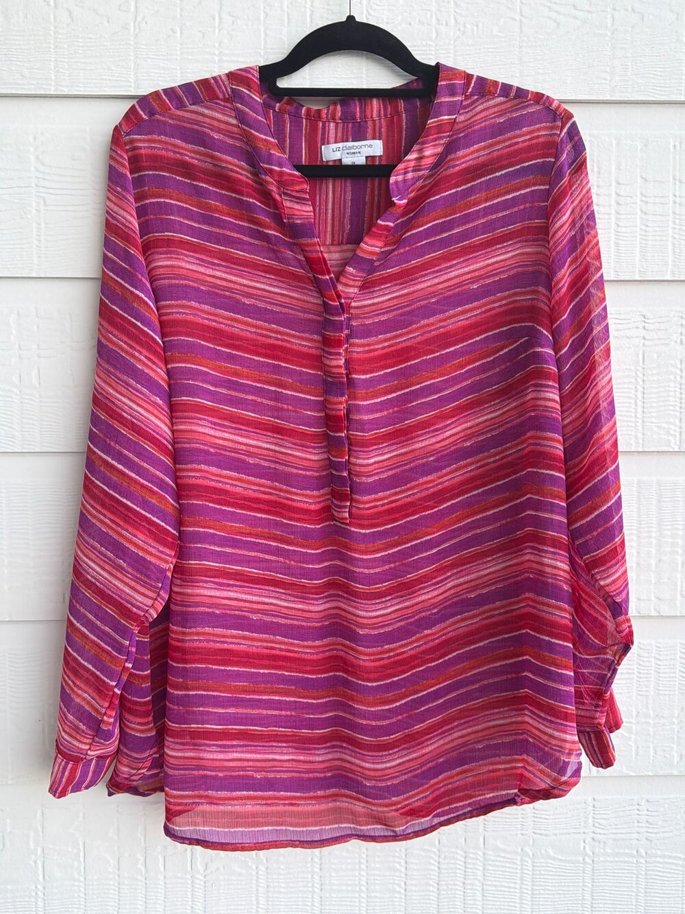 Liz Claiborne Woman Sheer flowy bright top pink/purple 1X